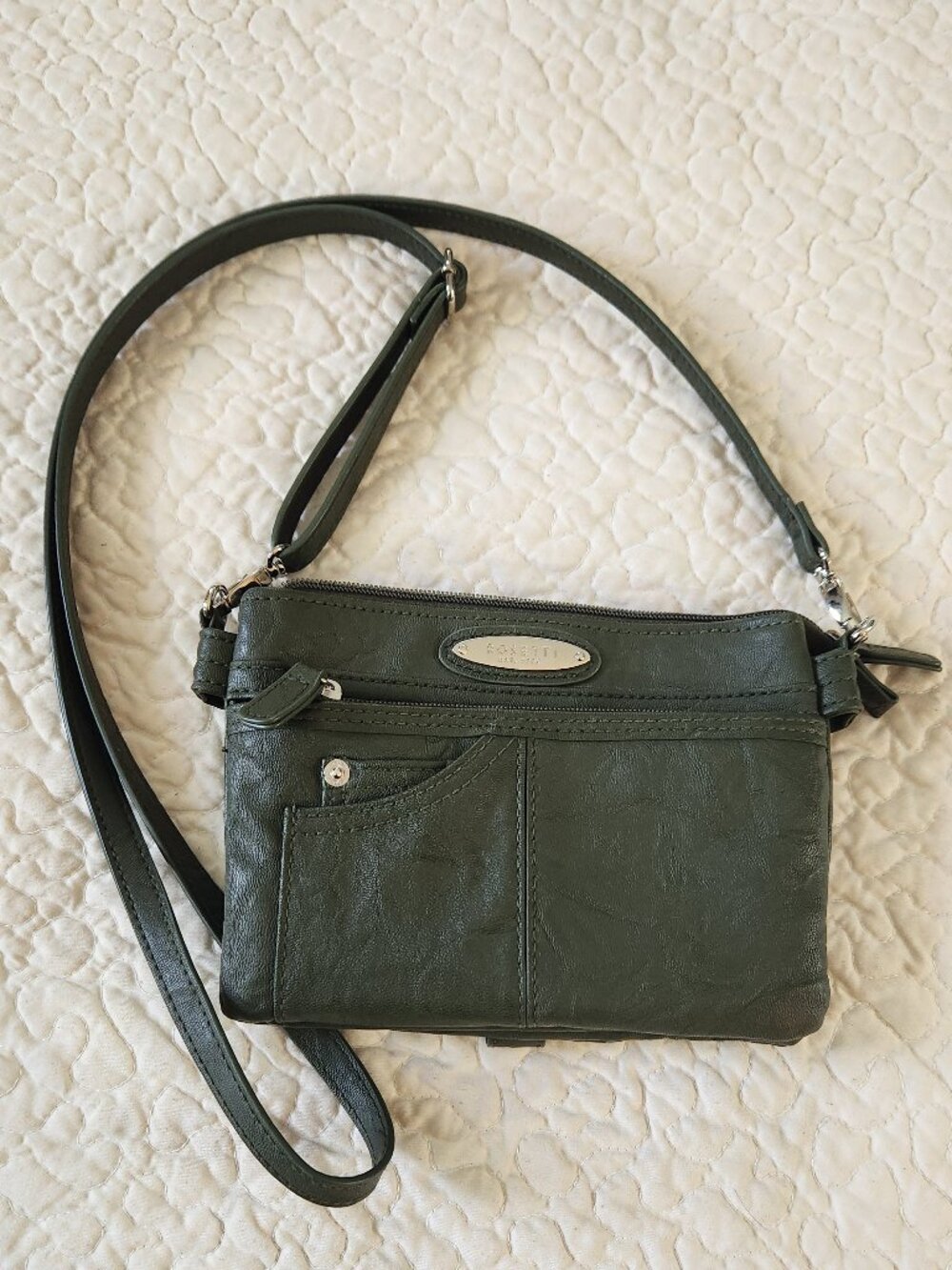 Rosetti Small Green Textured Faux Leather Crossbody Purse